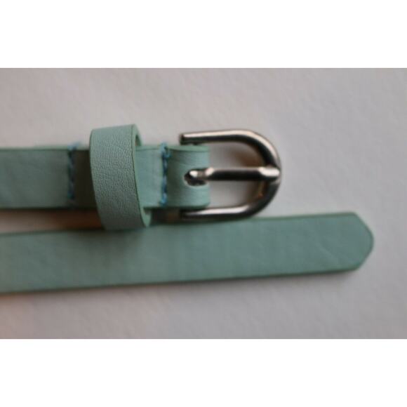 Skull Encrusted Light Green Skinny Belt UNUSED Medium 1/2 x 38 inches - Picture 9 of 10